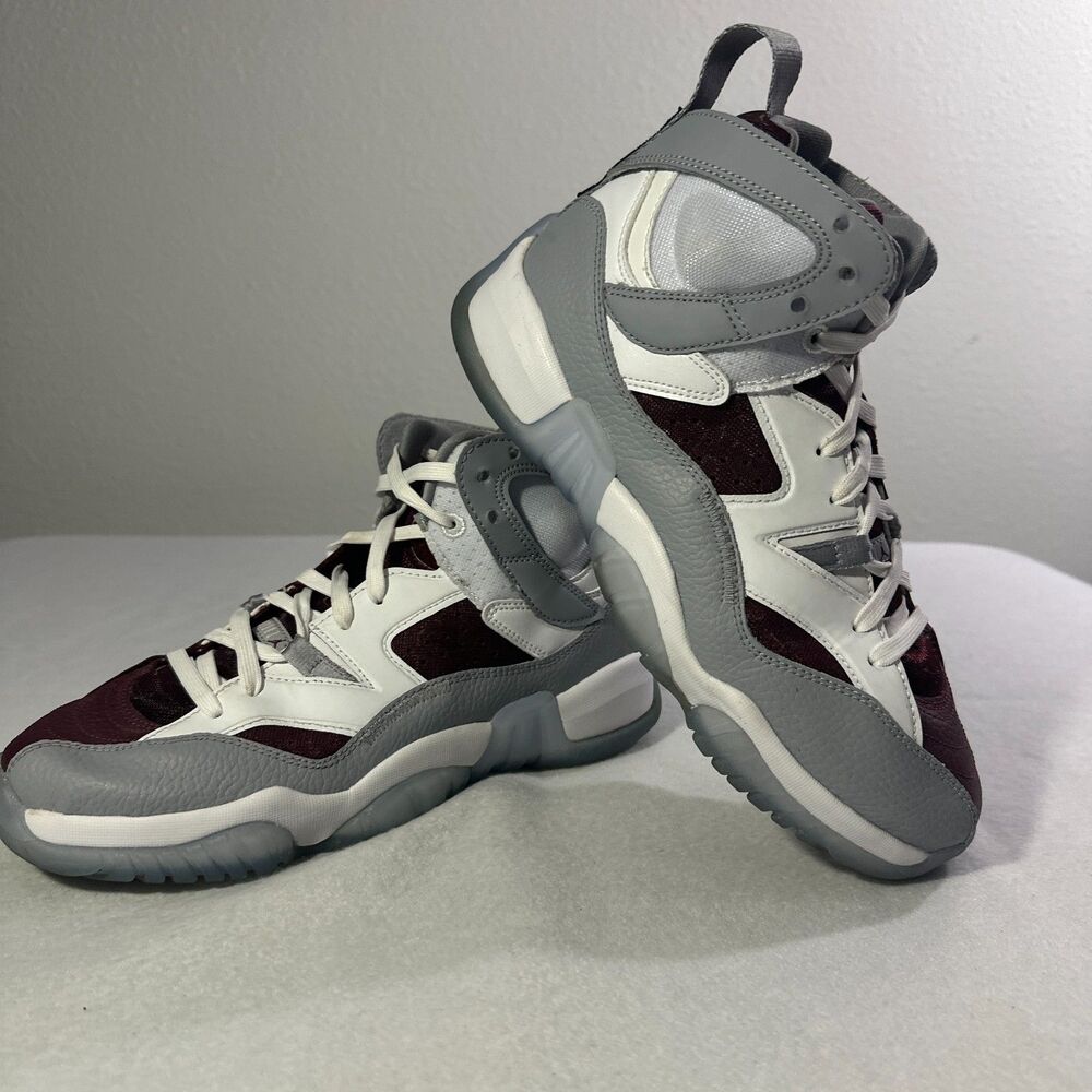 Nike Air Jordan Jumpman 2 Trey Boys Shoes Size 7 Grey Burgundy White Basketball